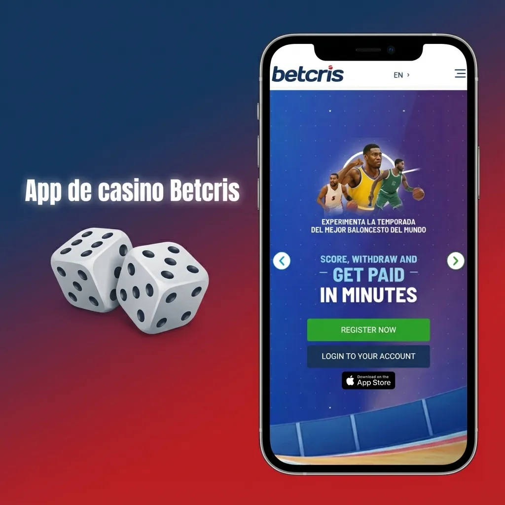 Pantallas de la app Betcris mostrando tragamonedas, ruleta, blackjack y casino en vivo con crupieres reales.