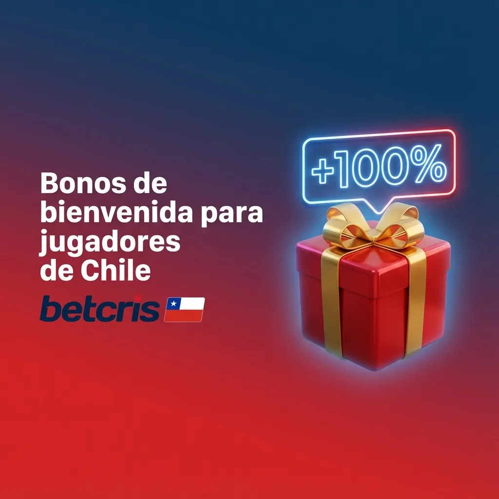Banner de Betcris Chile: bono de bienvenida 100% hasta $100.000 CLP para apuestas deportivas y casino online.