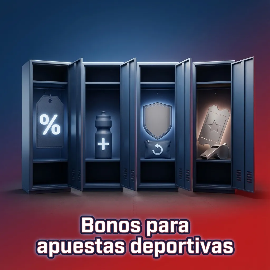 Banner en español de bonos para apuestas deportivas con iconos de fútbol, tenis, esports y texto sobre recarga, freebets y reembolsos