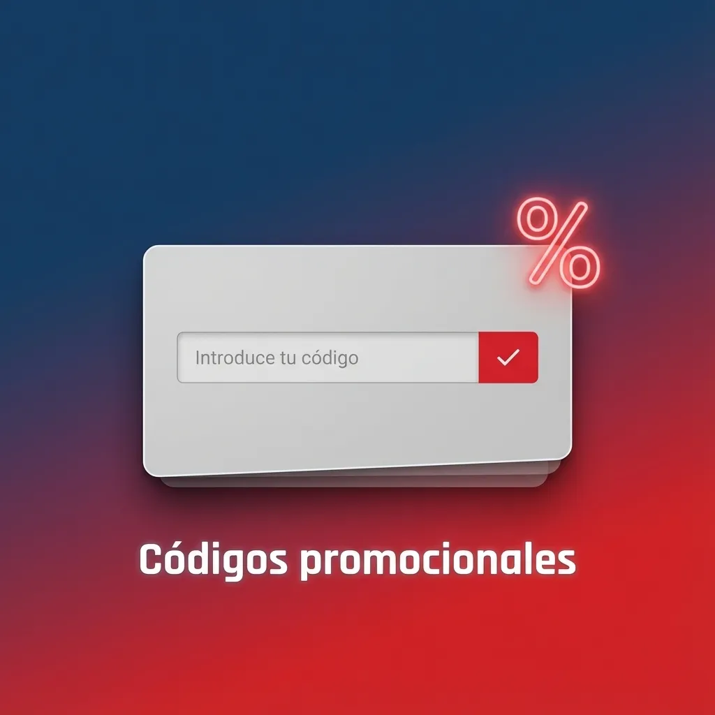 Pantalla en español con tabla de códigos promocionales, tipos de bono y pasos para usarlos en depósito