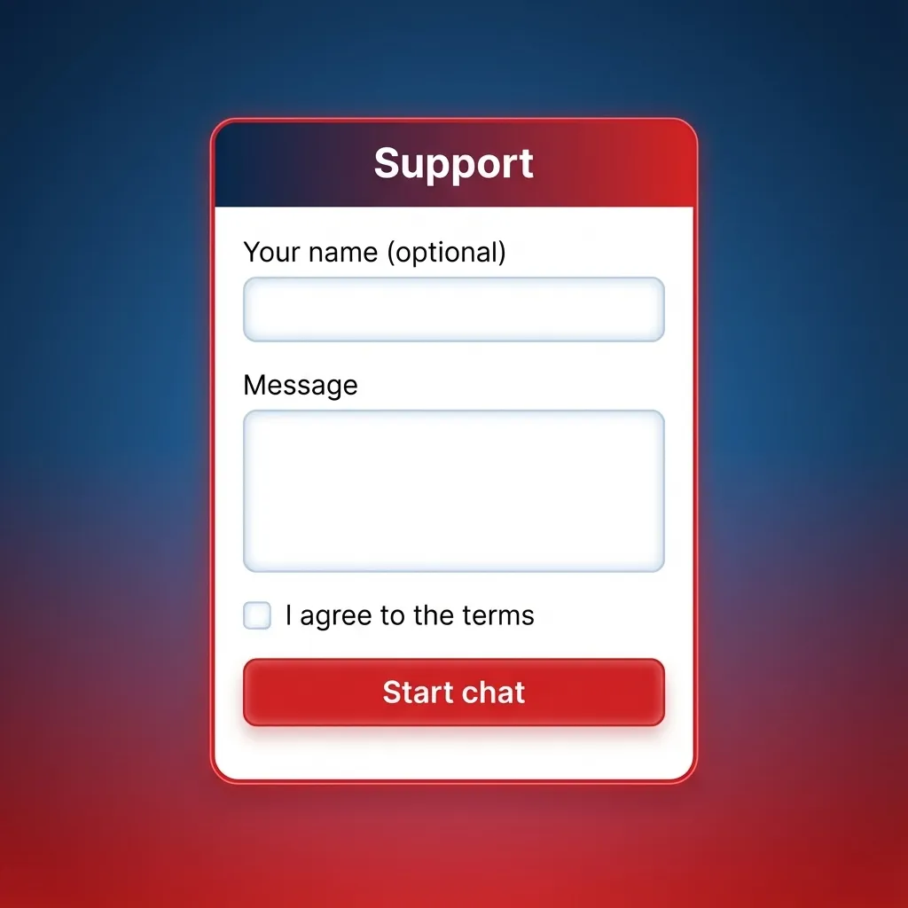 Ilustración de atención al cliente de Betcris Chile en español, con iconos de chat, email, ayuda online y redes sociales.