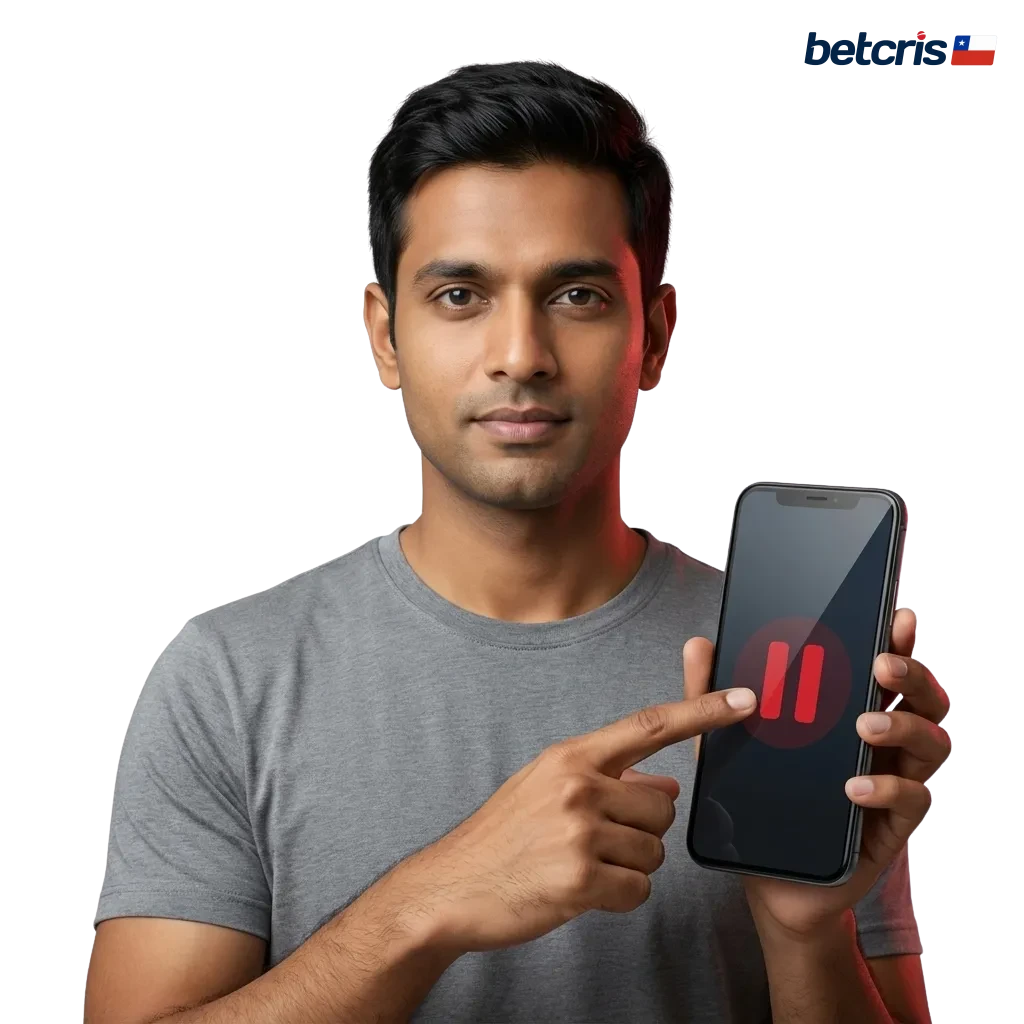 Banner de Betcris Chile sobre juego responsable, con mensaje de control, límites personales y protección del bienestar.