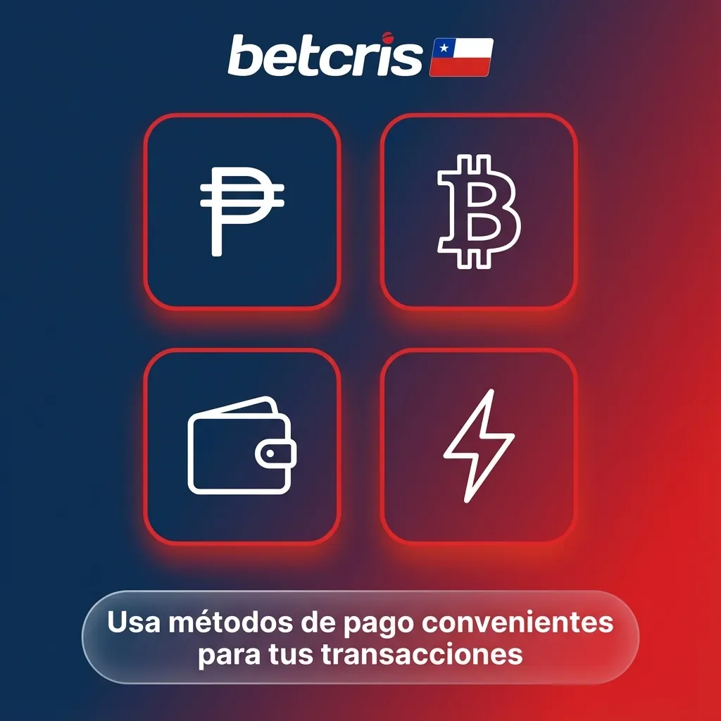 Ilustración de usuario chileno eligiendo entre tarjetas, transferencias, billeteras electrónicas y criptomonedas en Betcris Chile