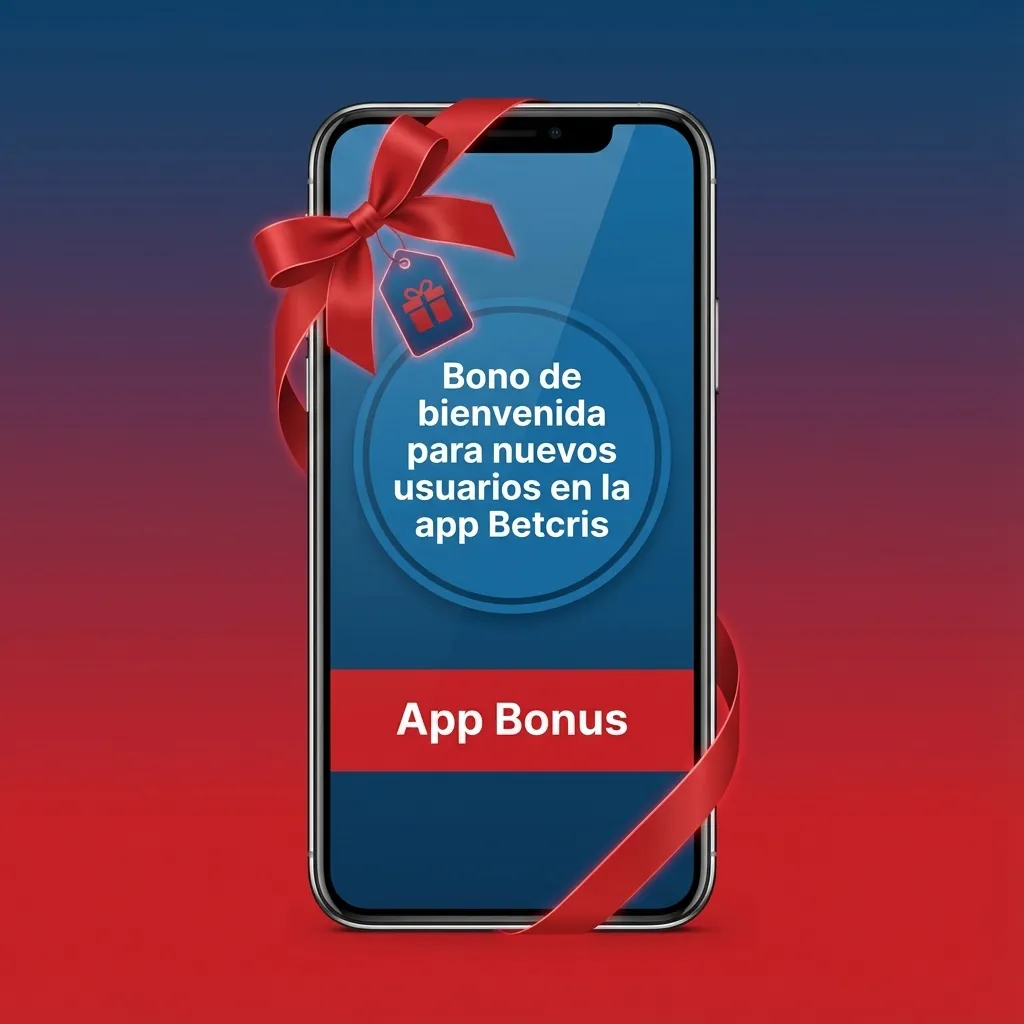 Pantalla de la app Betcris en un móvil mostrando bono de bienvenida del 100% hasta $100.000 CLP para deportes y casino
