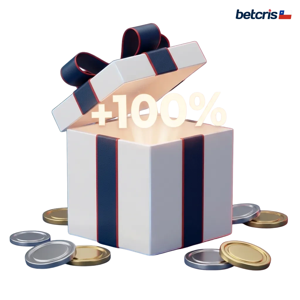 Banner de Betcris Chile con promoción de bono de bienvenida 100% hasta $100.000 CLP para nuevos jugadores