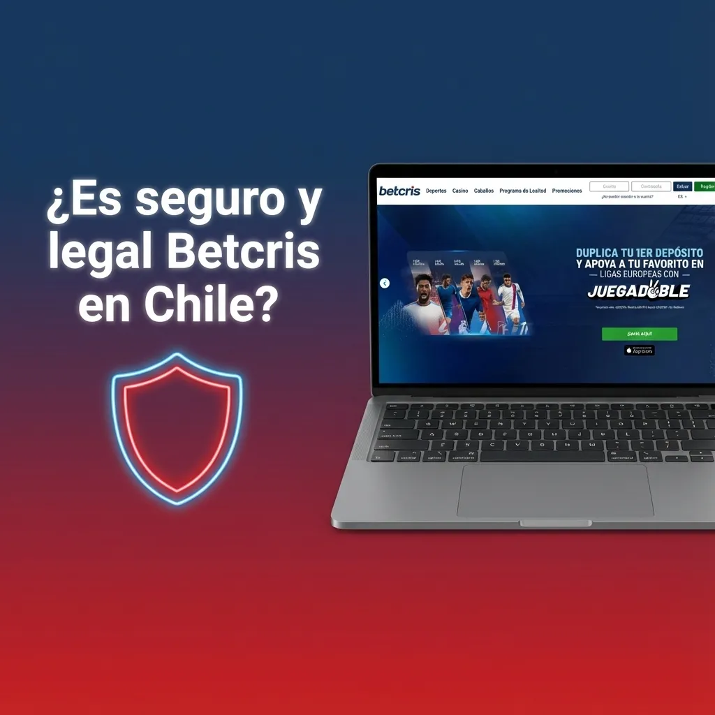 Ilustración de Betcris con sello de licencia Curaçao, candado SSL y banderas de Chile destacando seguridad y legalidad