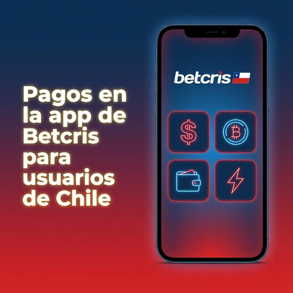 Pantalla de la app Betcris Chile mostrando métodos de pago locales e internacionales para depósitos y retiros rápidos
