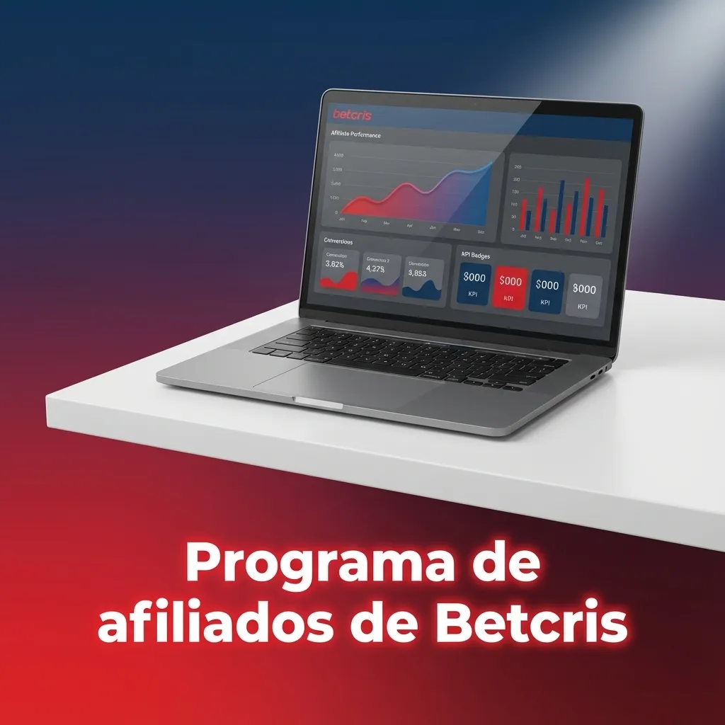 Banner del programa de afiliados de Betcris para creadores chilenos, con iconos de comisiones, enlaces y reportes de rendimiento