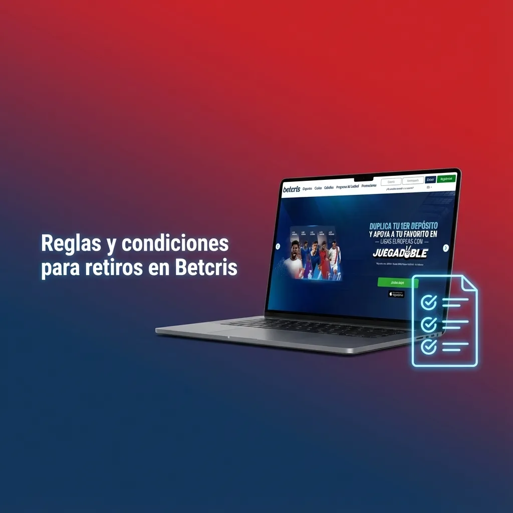 Infografía en español que resume reglas y condiciones para retiros de dinero en Betcris Chile