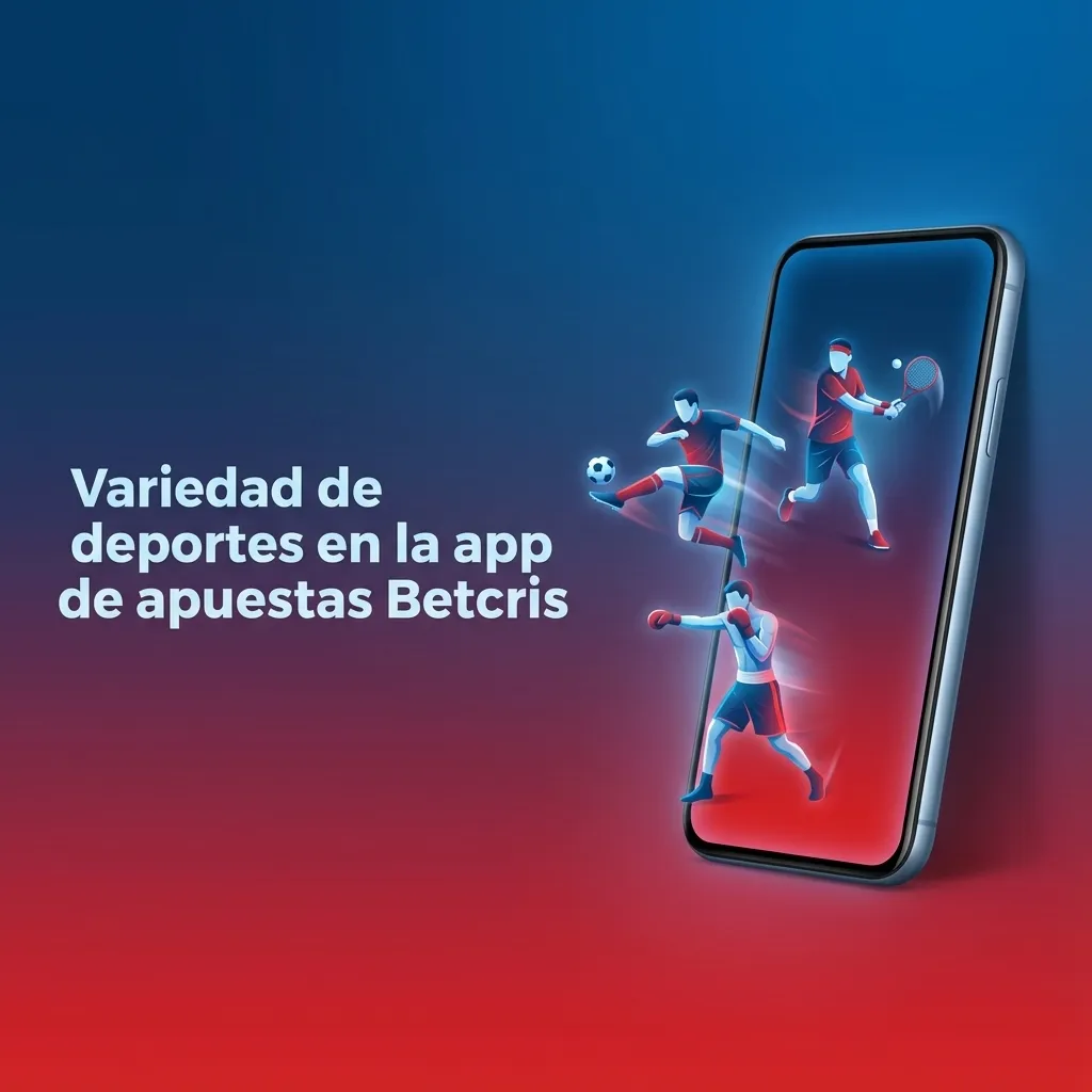 Pantalla de la app Betcris mostrando iconos de múltiples deportes y mercados de apuestas en vivo y prepartido