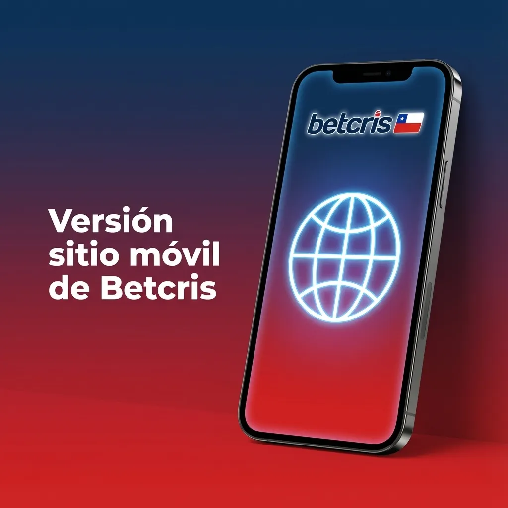 Pantalla de un smartphone mostrando la versión móvil de Betcris con opciones de apuestas y casino en el navegador